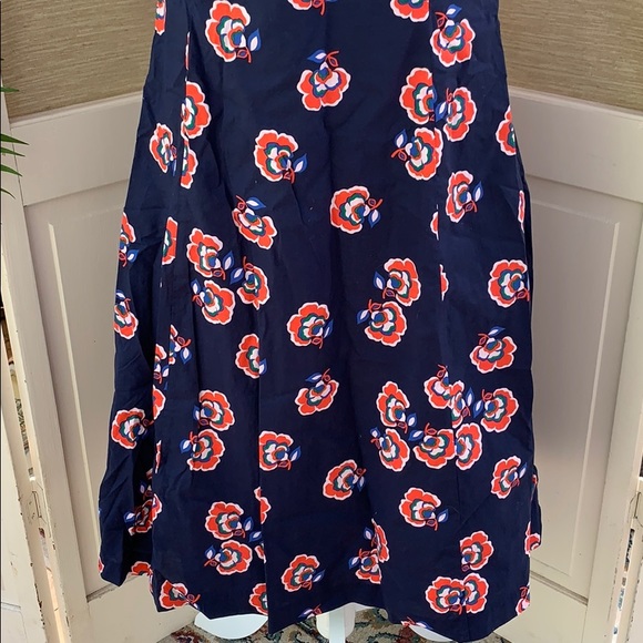 Boden Midi-Dress, Navy Orange Floral Pattern Dress, Sleeveless Business Casual - Picture 7 of 16